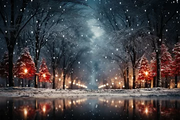 Foto op Aluminium Christmas magic in a snowy landscape © Ihor