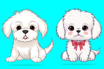 Maltese cute puppy mascot characters 