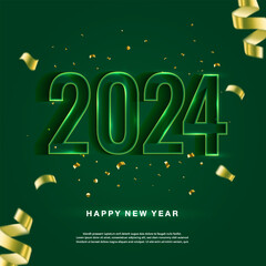 Happy new year 2024 background. Holiday greeting card design. Vector illustration.