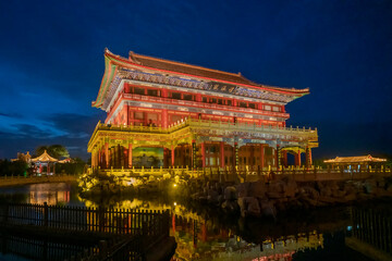 night，Eight Immortals Crossing Haikou Eight Immortals Ancestral Hall, Yantai, Shandong, China