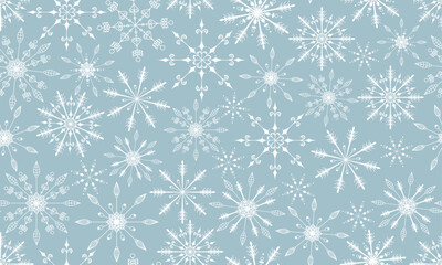 Snowflake Seamless Pattern. Merry Christmas Contemporary Trendy Pattern. Star Hand Drawn Modern Background for Winter Holiday Design. Xmas Snowflakes Ornament. Vector