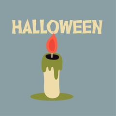 Illustration with Halloween and Candl, Green Slime