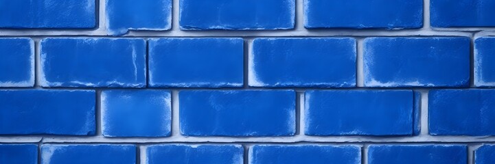 Blue brick wall background. Blue bricks texture seamless banner.