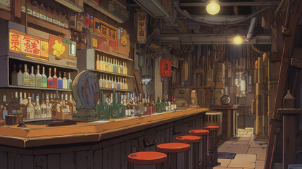 Sake Serenity: Anime-style Moments in a Traditional Japanese Pub, Generative AI