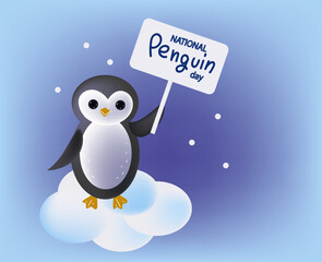 Penguin Awareness Day ad Flat Cartoon Hand Drawn vector illustration.