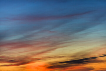 Summer evening sky just after sunset. Shallow depth of field.