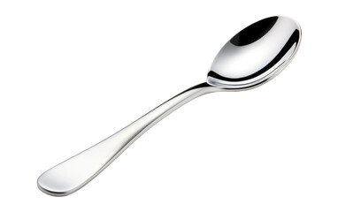 A Spoon in Silver is kitchen instrument used for eating food Isolated on a Transparent Background PNG.