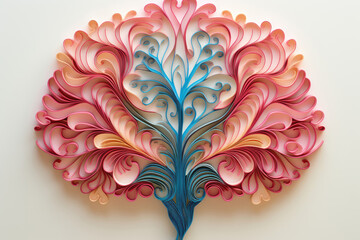 Brain made from paper in quilling style, Parkinson's disease, dementia, mental health concept