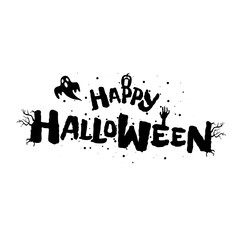 Happy Halloween lettering. Handwritten calligraphy for greeting cards, posters, banners, flyers and invitations. Happy Halloween text, holiday background. Vector