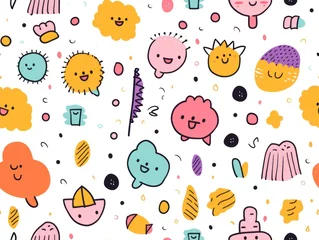 Keuken spatwand met foto cute doodle seamless pattern © Best
