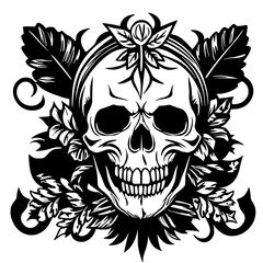 skull with wings flower