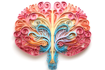 Brain made from paper in quilling style, Parkinson's disease, dementia, mental health concept