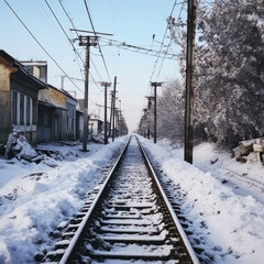 Fototapeta premium A picture of an abandoned railway track covered 