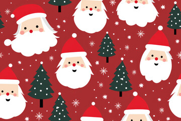 Christmas Santa Seamless Pattern Design - Xmas - AI Generated