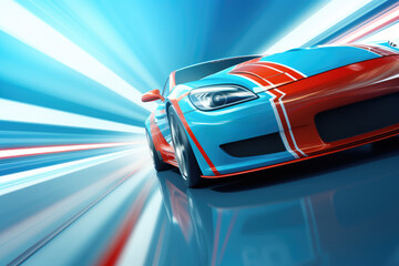 Racing Car Speeding - Motion Blur Acceleration - AI Generated - obrazy, fototapety, plakaty