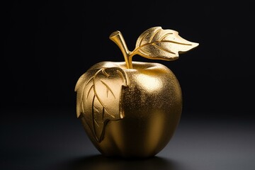 Isolated golden apple on background. Generative AI