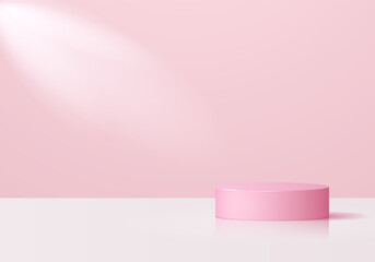 3D realistic pink podium. presentation studio for cosmetic or fashion products.