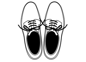 白黒の男性用革靴を上から見たイラスト - obrazy, fototapety, plakaty