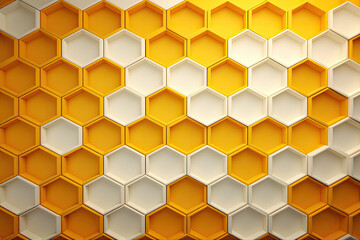 Yellow white honeycomb hexagon texture. abstract honey combs design background