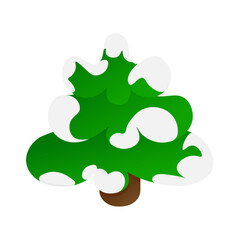 vector snow christmas tree isolated on white background