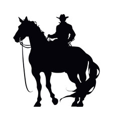 cowboy silhouette in horse profile