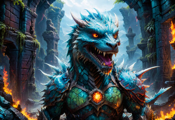 Fototapeta premium Chinese green dragon. Generative AI