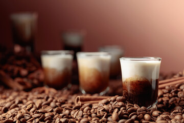 White Russian cocktail. Vodka, coffee liqueur, and cream.