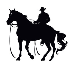 cowboy silhouette in horse icon