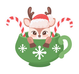 christmas deer on coffee cup