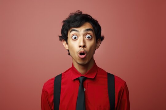 A portrait of a man with a surprised expression on his face. This image can be used to depict shock, surprise, or disbelief in various contexts.