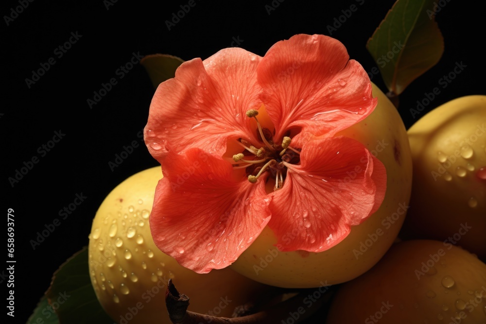 Poster a detailed close up of a variety of fruit with sparkling water droplets. perfect for refreshing and 