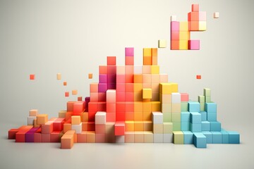 A vibrant 3D chart with colorful cubes. Generative AI