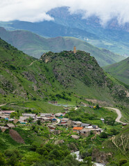 Fototapeta na wymiar Old village in the mountains of Ossetia