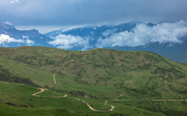 Fototapeta na wymiar Mountain landscape of North Ossetia 