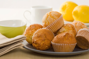 Plate with freshly made muffins on a plate - Powered by Adobe
