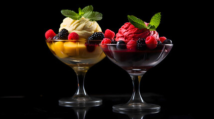 strawberry ice cream with berries