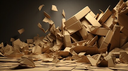 Illustration of cardboard collapsing in 3D
