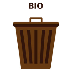 Brown trash can for separate sorting of organic waste, Zero waste concept stock vector illustration on a white background.