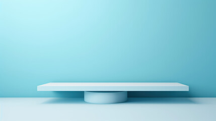 An empty, superflat light blue background designed for product presentation, featuring a touch of shadow on the wall, creating an understated and attractive setting.