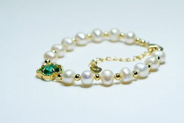 Fresh Water pearl bracelet on white backgroundearl 