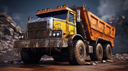 Fototapeta na wymiar Dump truck transporting valuable minerals