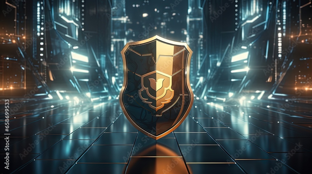 Leinwandbilder cyber security icon protecting digital data from anonymous hackers
