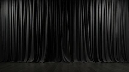 Black background with curtains 3D rendered backdrop for press wall or pop up Template - obrazy, fototapety, plakaty