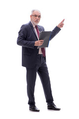 Old businessman isolated on white