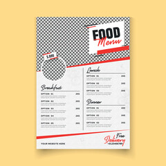 Editable Restaurant menu card template vector for restaurant and cafe 