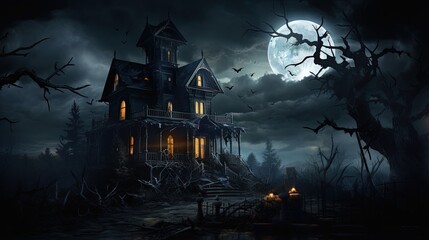 Fototapeta na wymiar Haunted Halloween mansion