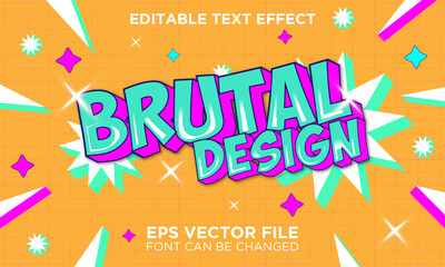 Vector Retro trend editable text effect - obrazy, fototapety, plakaty