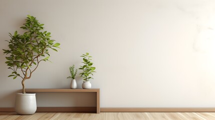 Home mockup, minimalist decorated interior background, 3d render. Generative AI