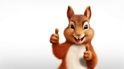 This charming squirrel shows approval with a thumbs-up in a wide banner, offering ample space for text or content.