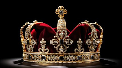 Black background isolates the Royal Coronation Crown